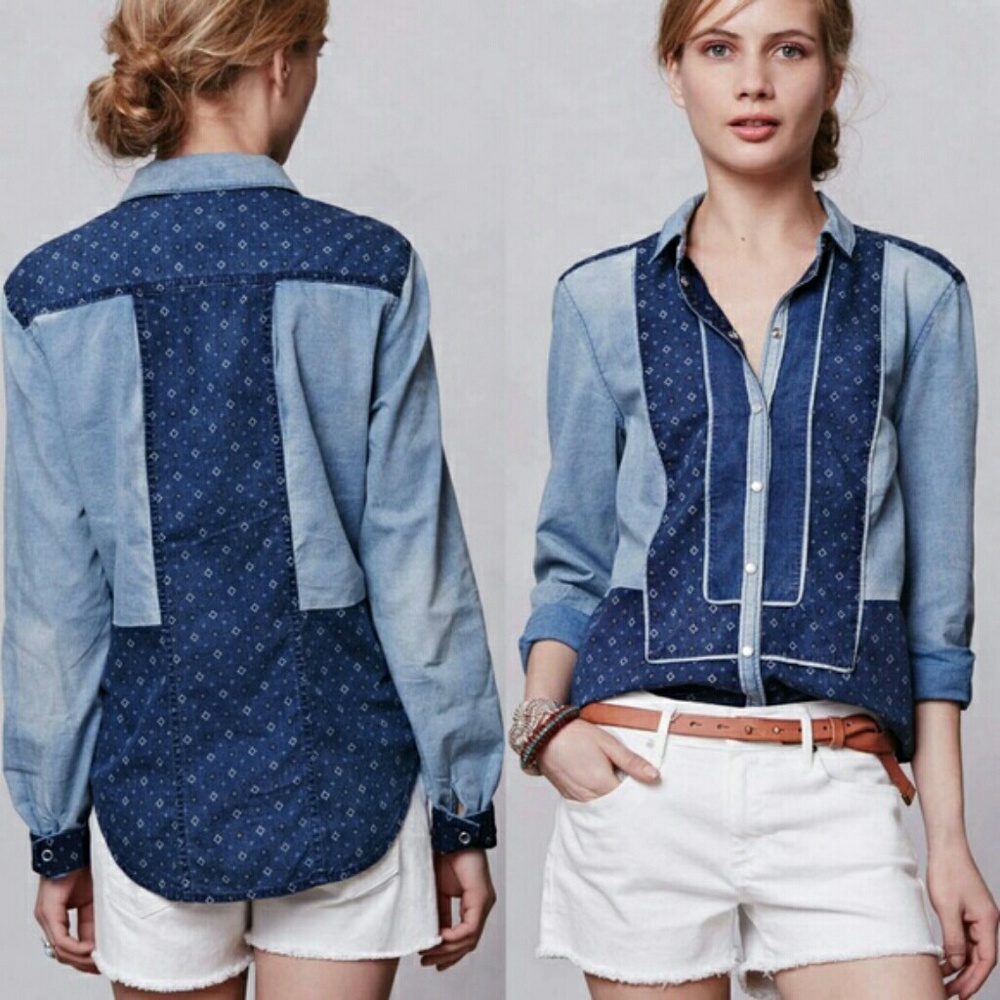 Holding Horses Anthro Patchwork Chambray 6 petite
